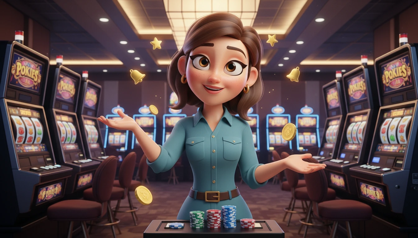 Casino character answering common questions about PayID online pokies